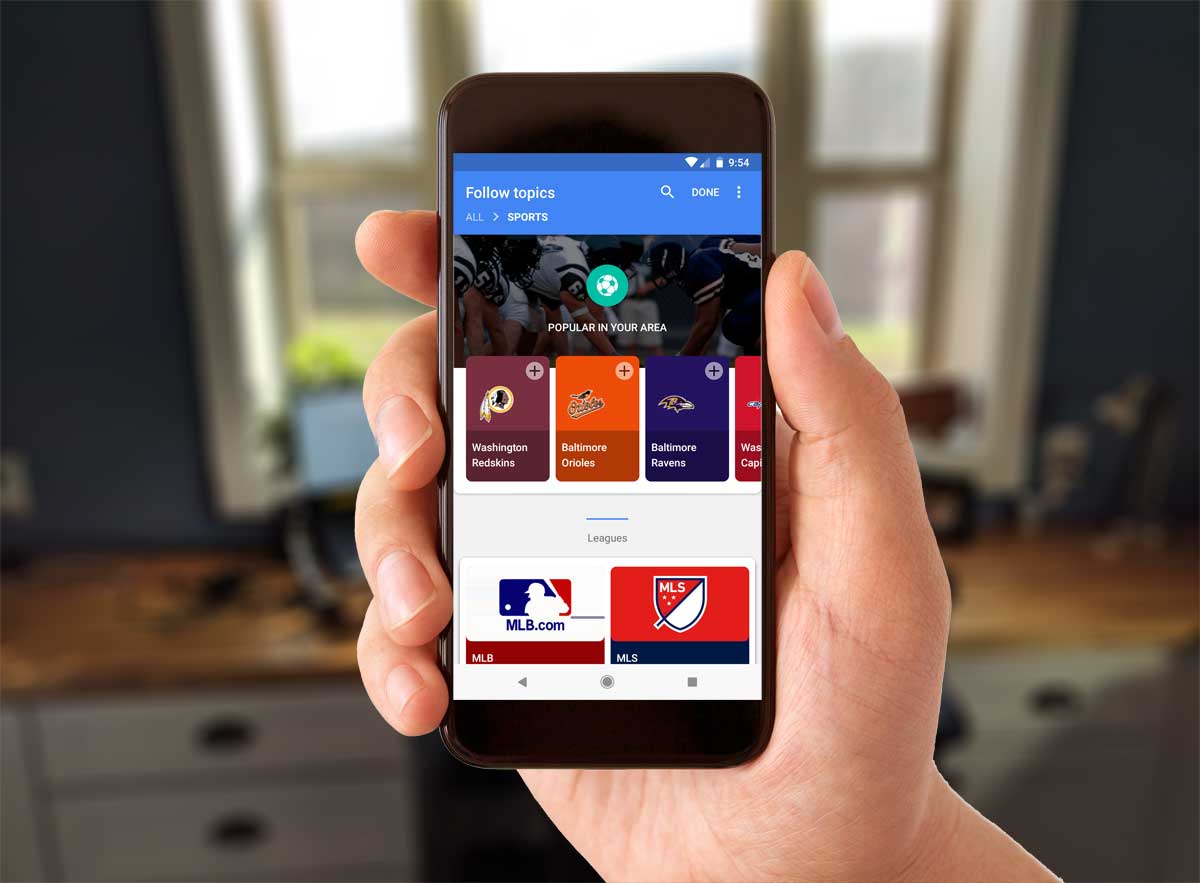 Google App Follow Topics: Sports