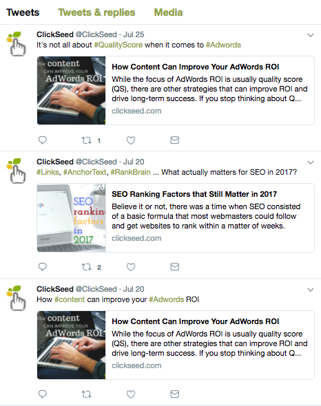 Clickseed twitter account